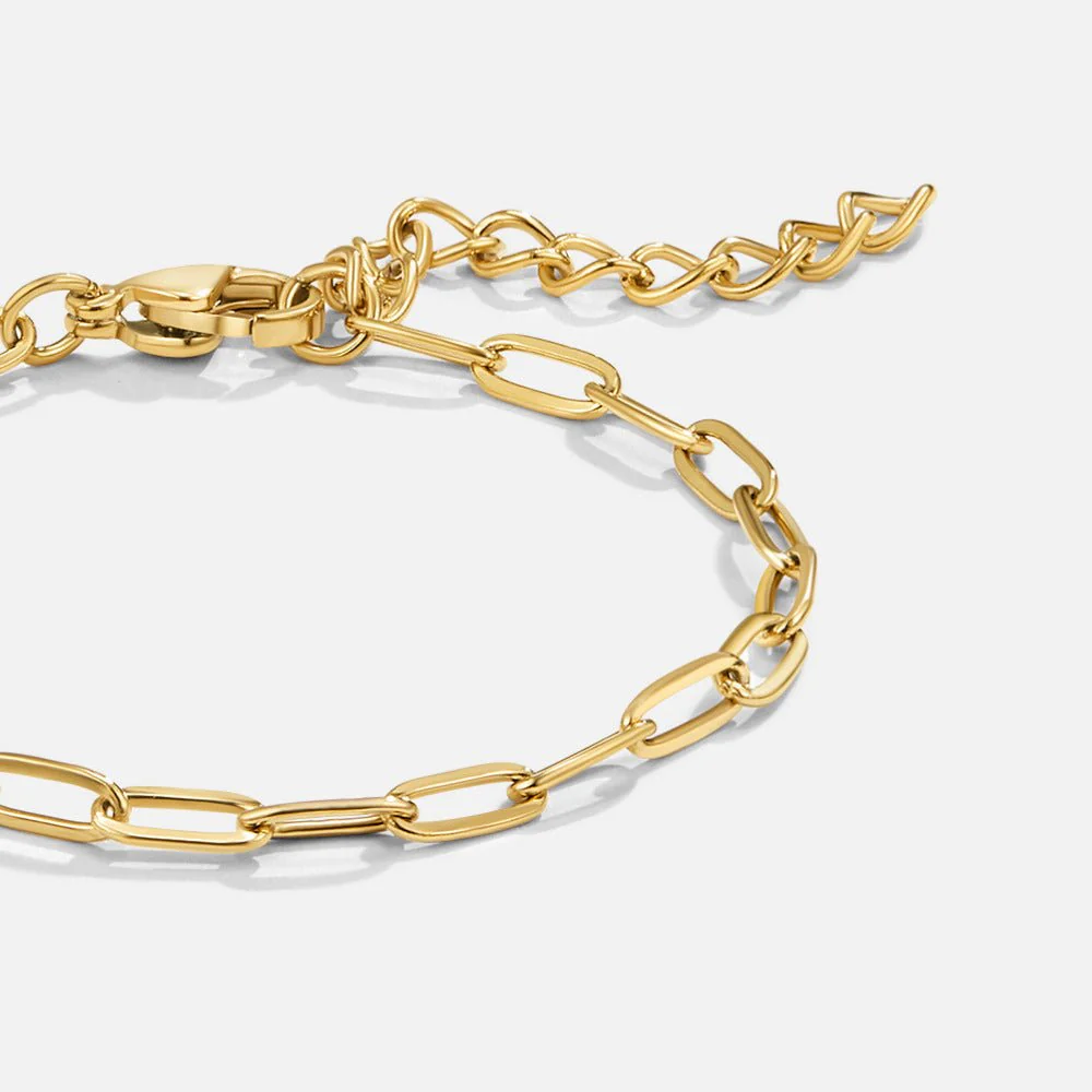 18K Gold Paperclim Charm-Armband - Image 6