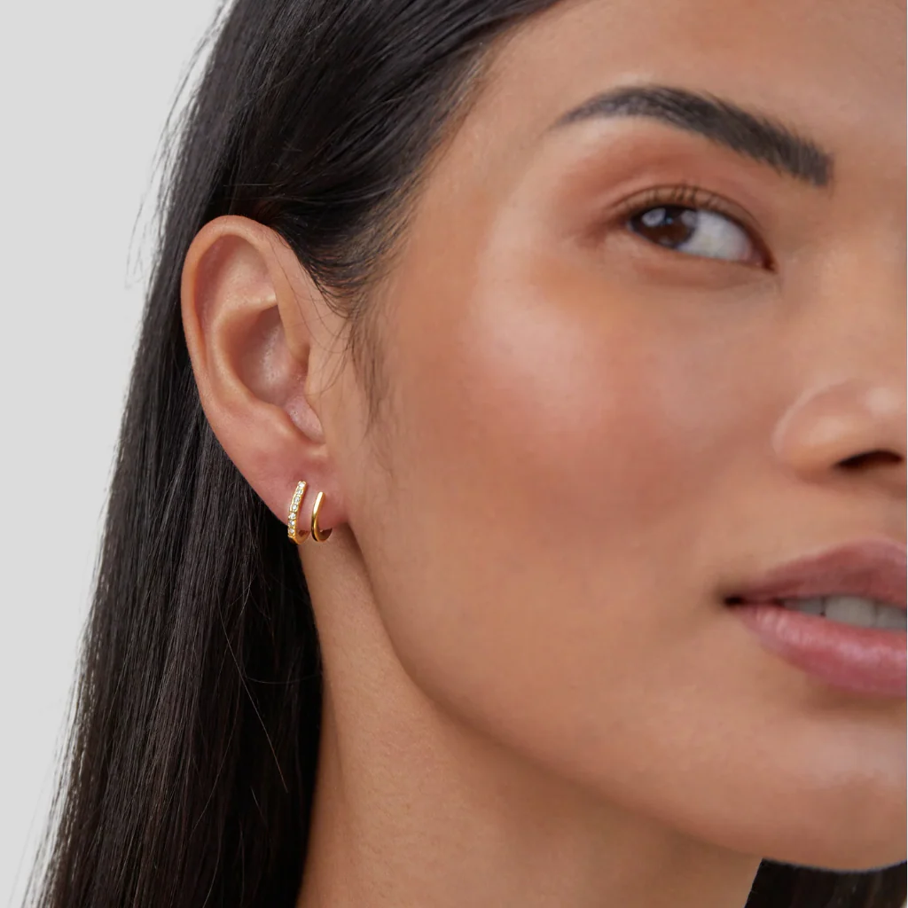 18K Gold Claw-Ohrringe mit Kristall - Image 3