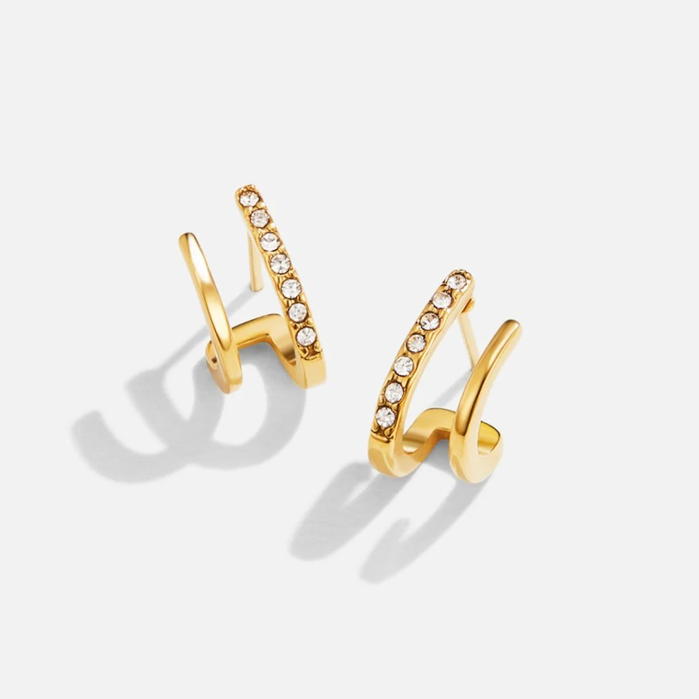 18K Gold Claw-Ohrringe mit Kristall - Image 4
