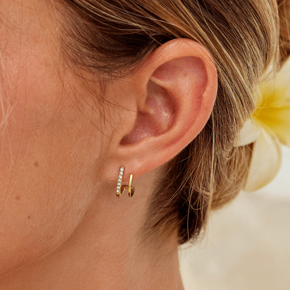 18K Gold Claw-Ohrringe mit Kristall - Image 6