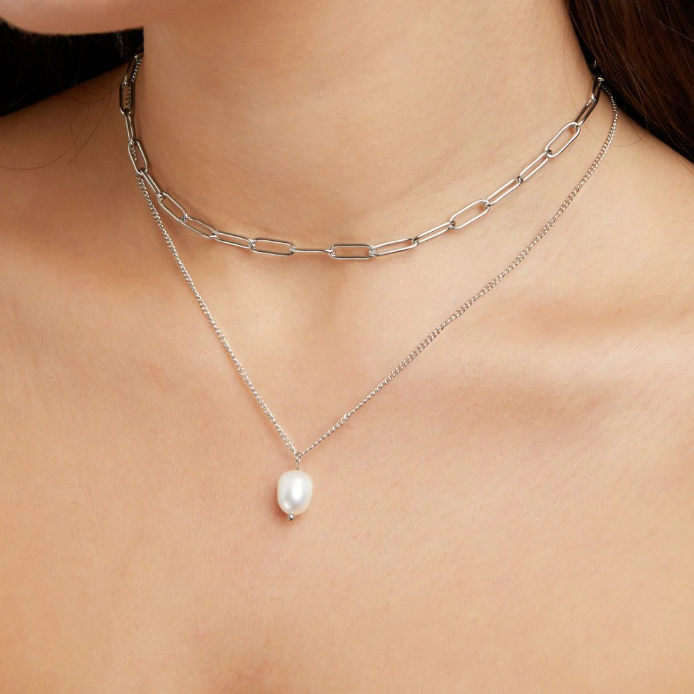 Silberne Perlenkette „Angela“ - Image 2