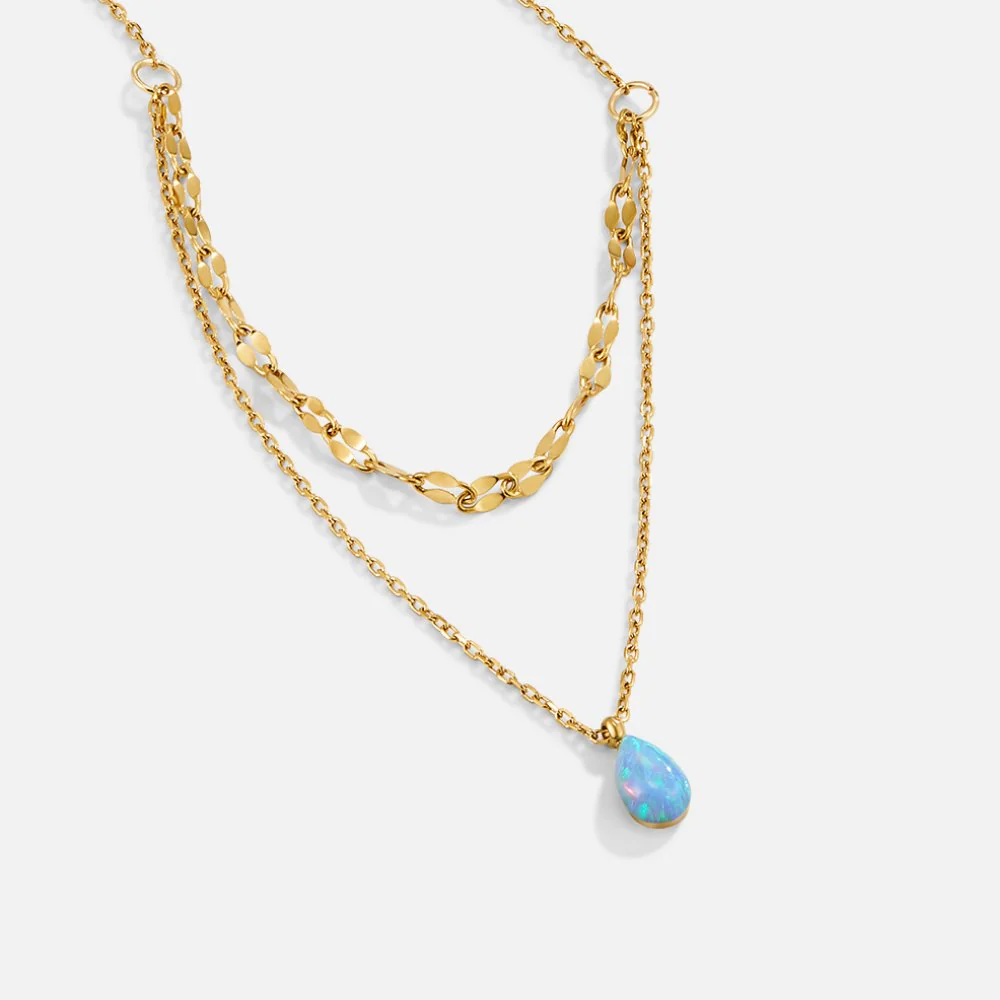 Mehrreihige Kette mit blauem Opal-Anhänger - Image 4