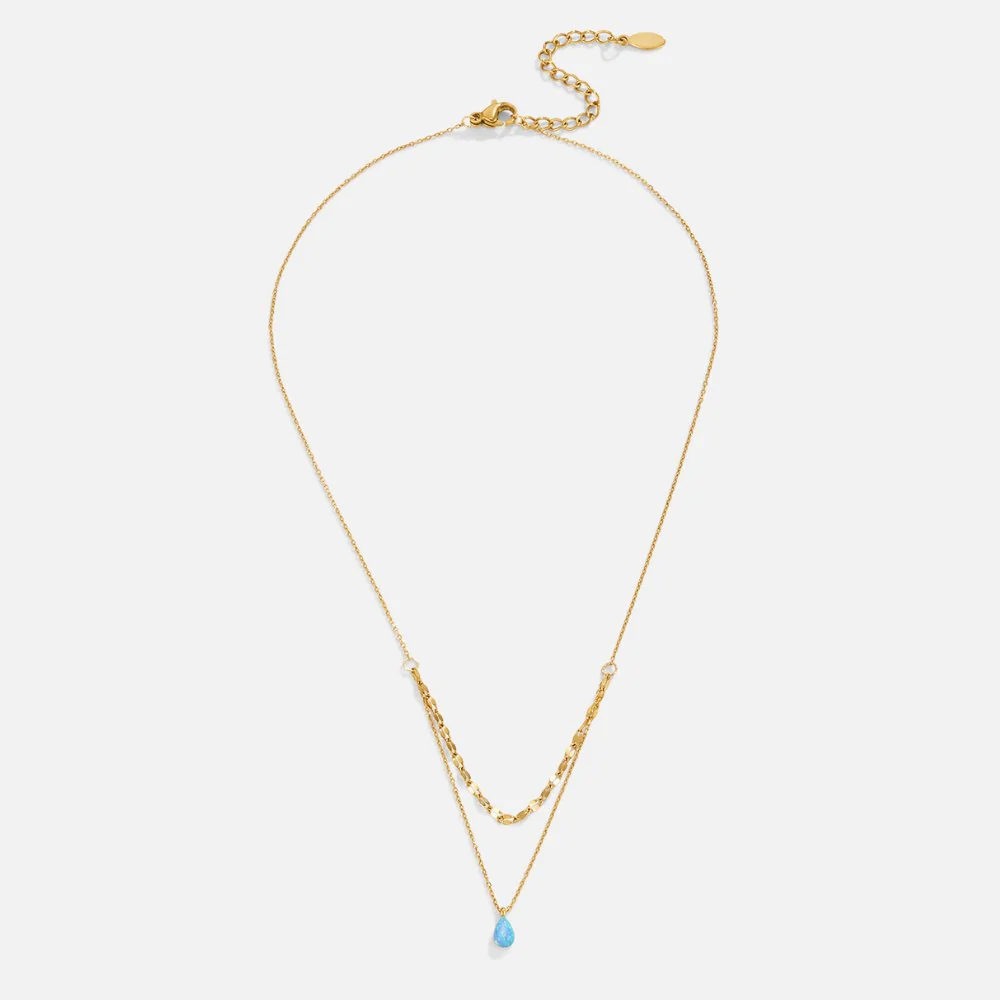 Mehrreihige Kette mit blauem Opal-Anhänger - Image 5