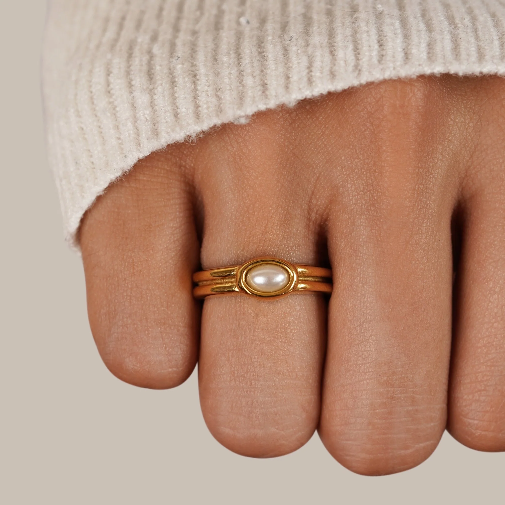 18K Gold Statement-Ring mit Perle - Image 2