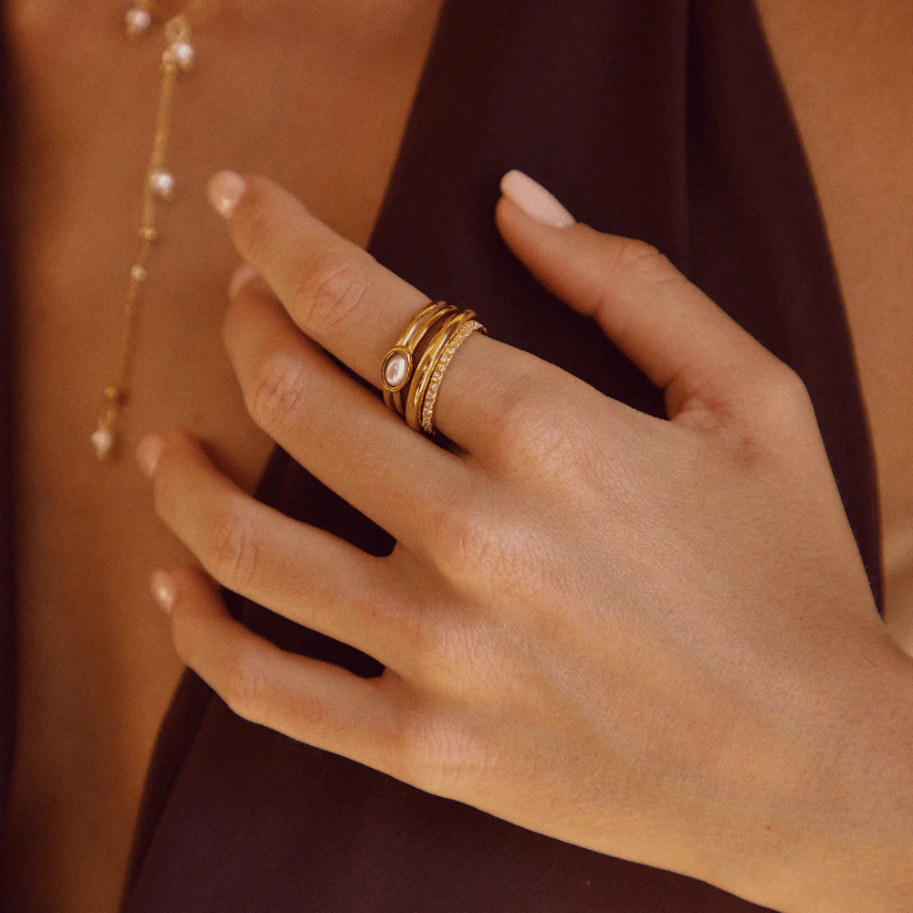 18K Gold Statement-Ring mit Perle - Image 3