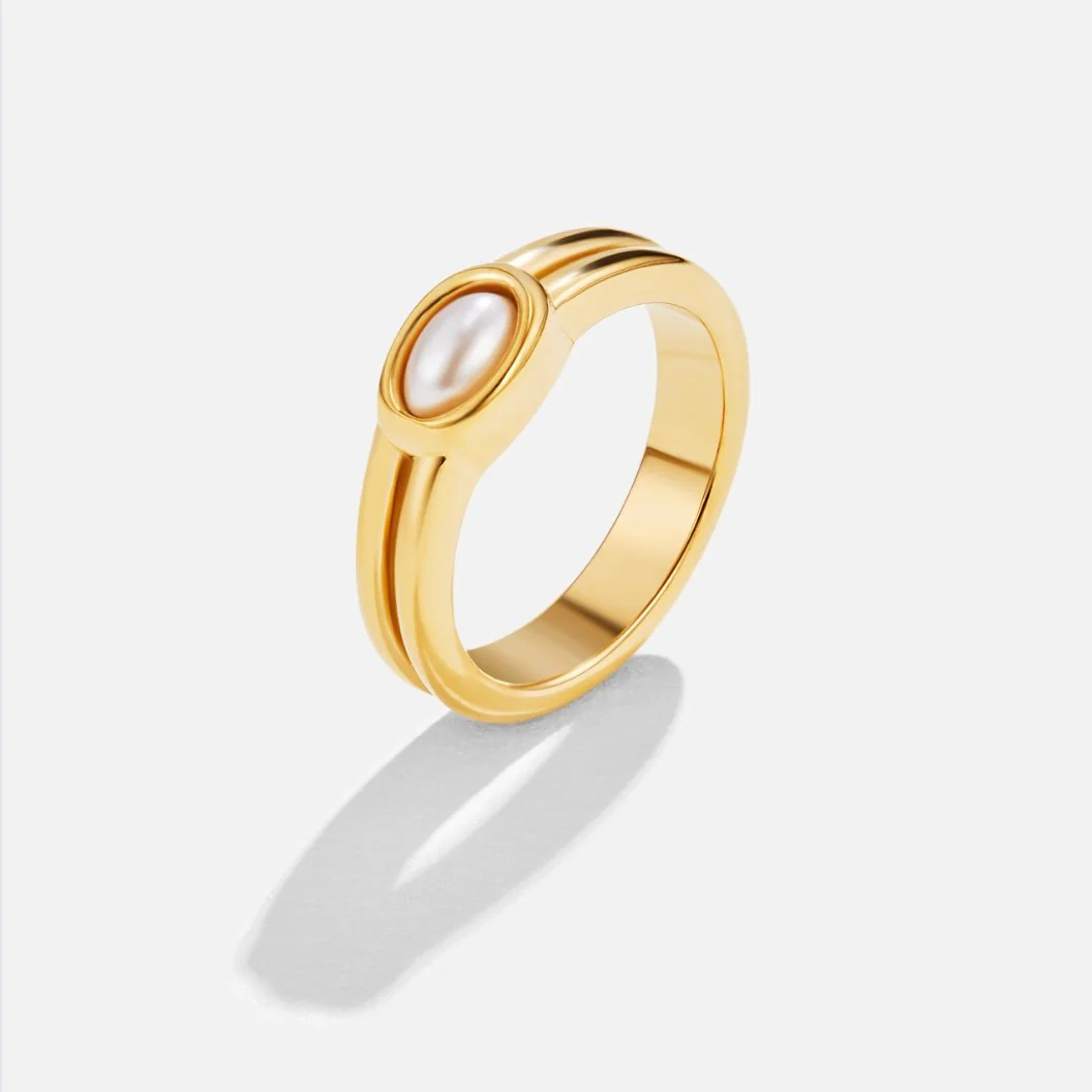 18K Gold Statement-Ring mit Perle - Image 4