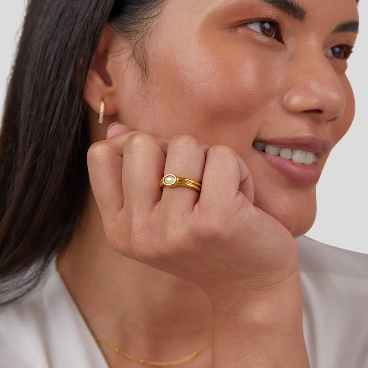 18K Gold Statement-Ring mit Perle - Image 7
