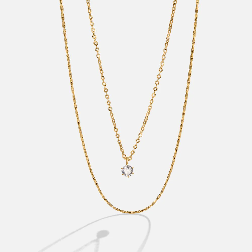 Mehrreihige Kette mit Kristall & Gold „Dina“