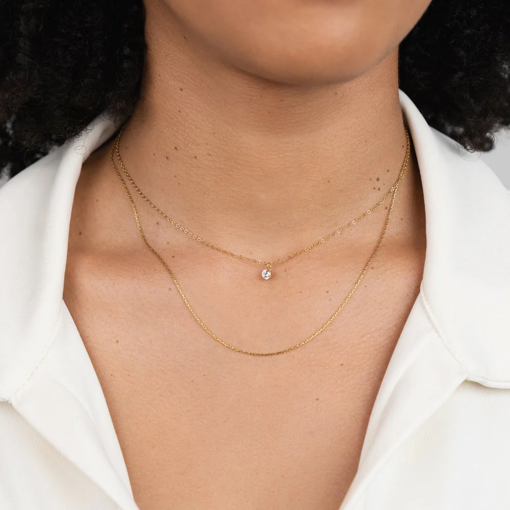 Mehrreihige Kette mit Kristall & Gold „Dina“ - Image 2
