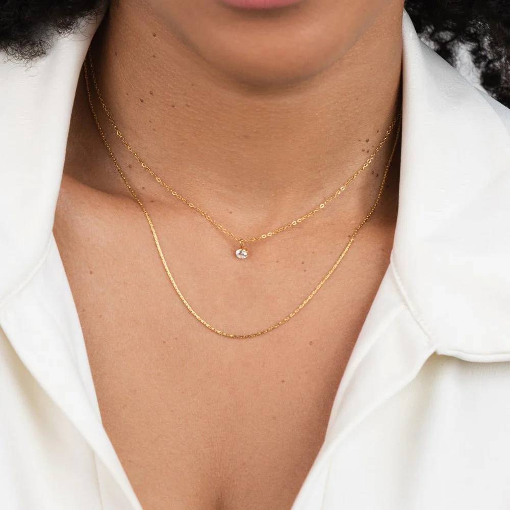 Mehrreihige Kette mit Kristall & Gold „Dina“ - Image 3