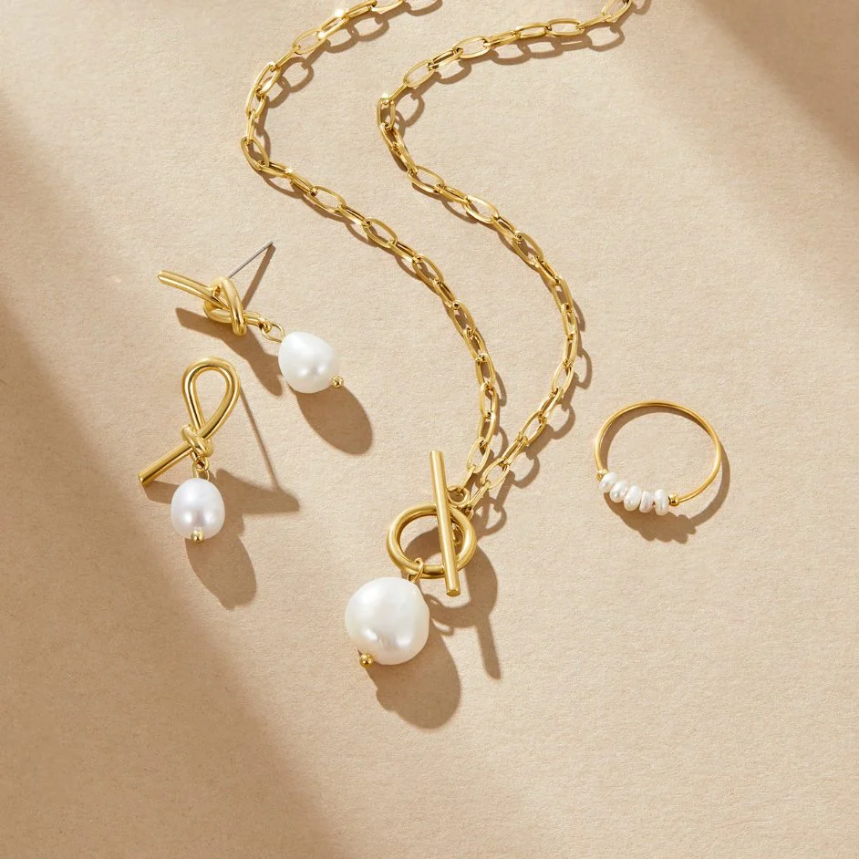 Gold-Halskette mit Süßwasserperlen „Eva“ - Image 6
