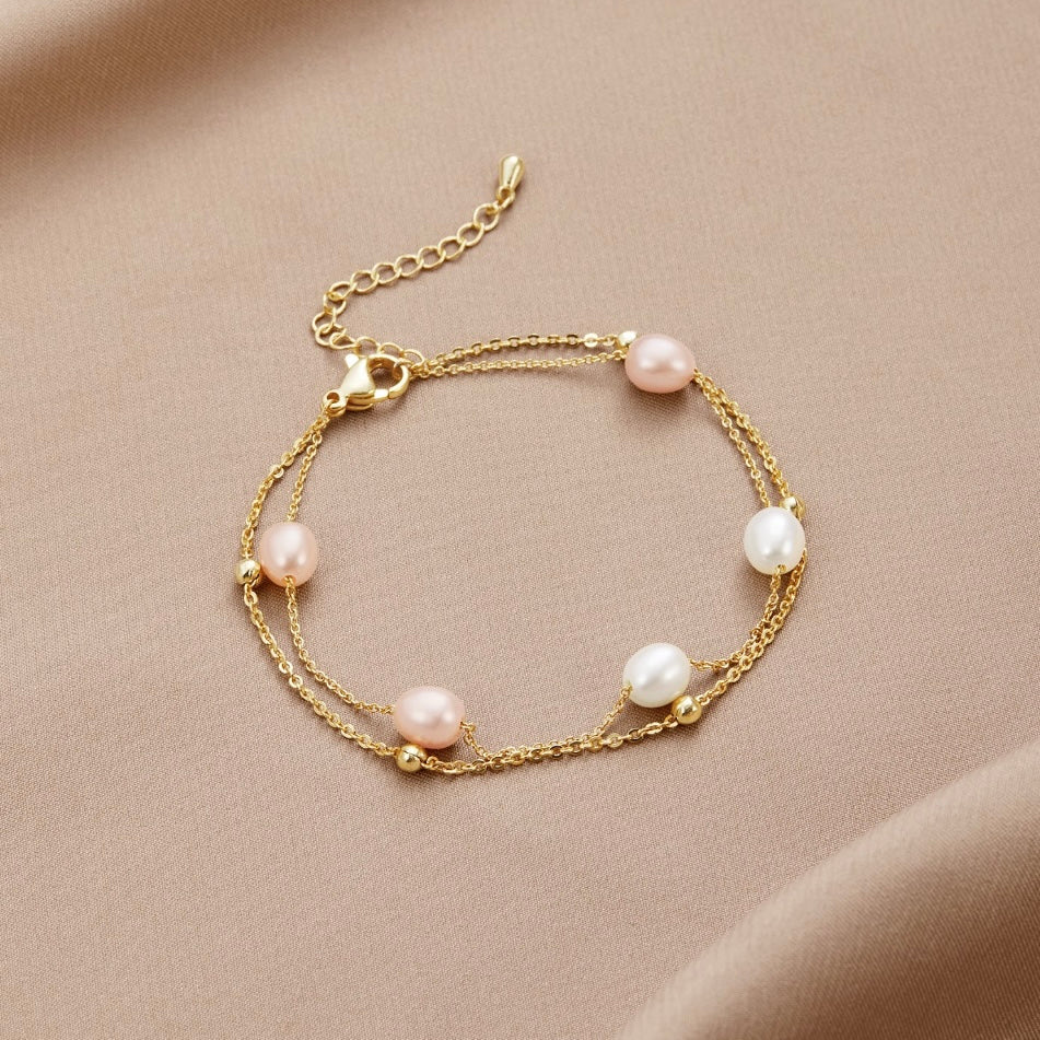 Mehrreihiges Armband mit Süßwasserperlen