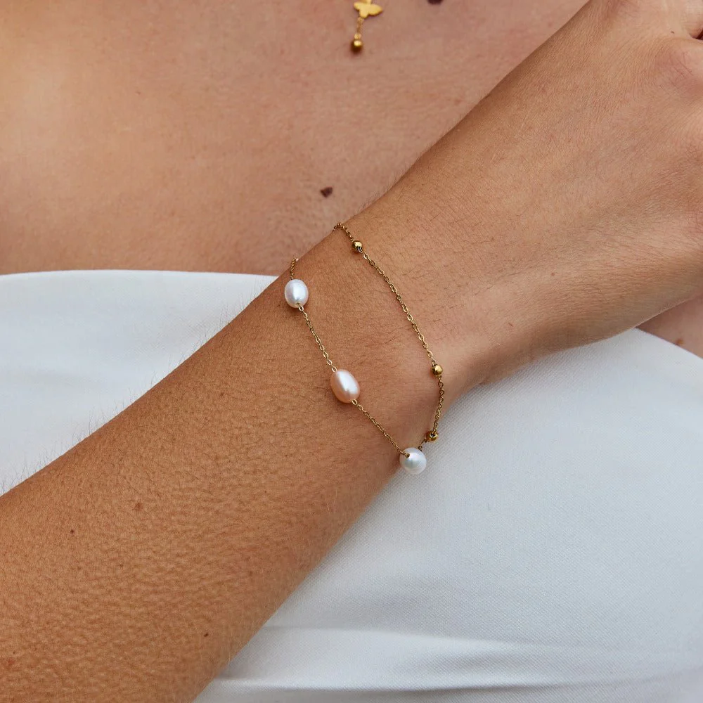 Mehrreihiges Armband mit Süßwasserperlen - Image 3