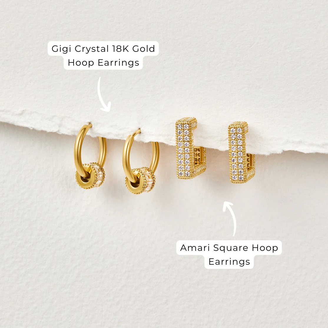 18K Gold-Creolen mit Kristallen „Gigi“ - Image 8