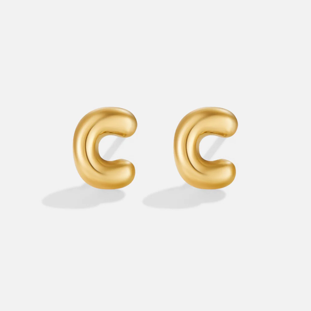 Bubble-Buchstaben Gold-Ohrringe - Image 5