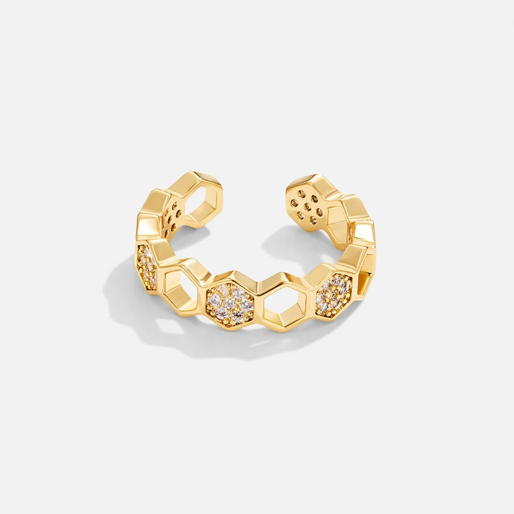 Gold & Kristall Waben-Ring - Image 5