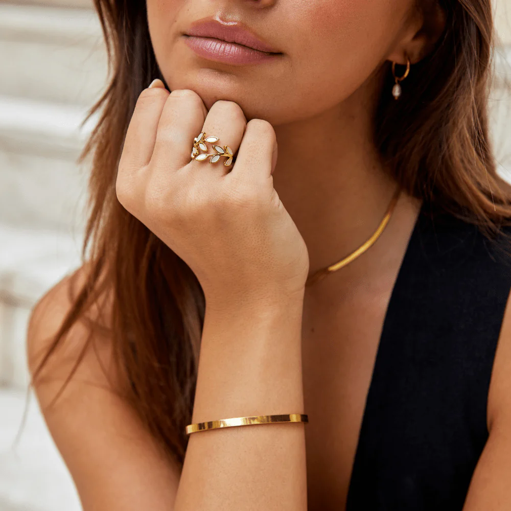 Goldring mit Blatt-Design - Image 6