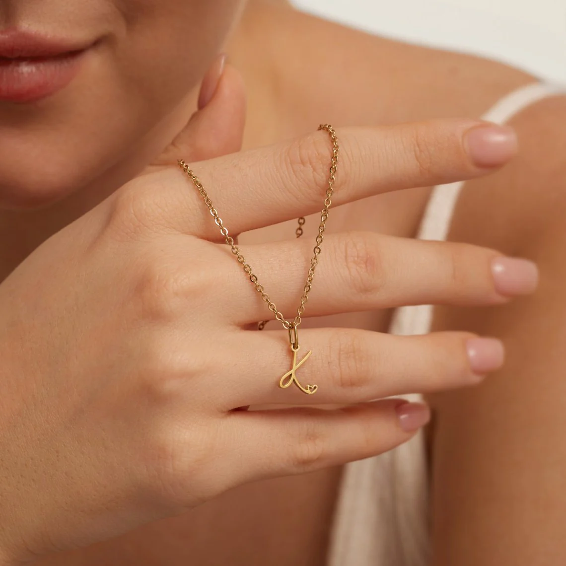 Goldene Herzkette mit Buchstaben - Image 3