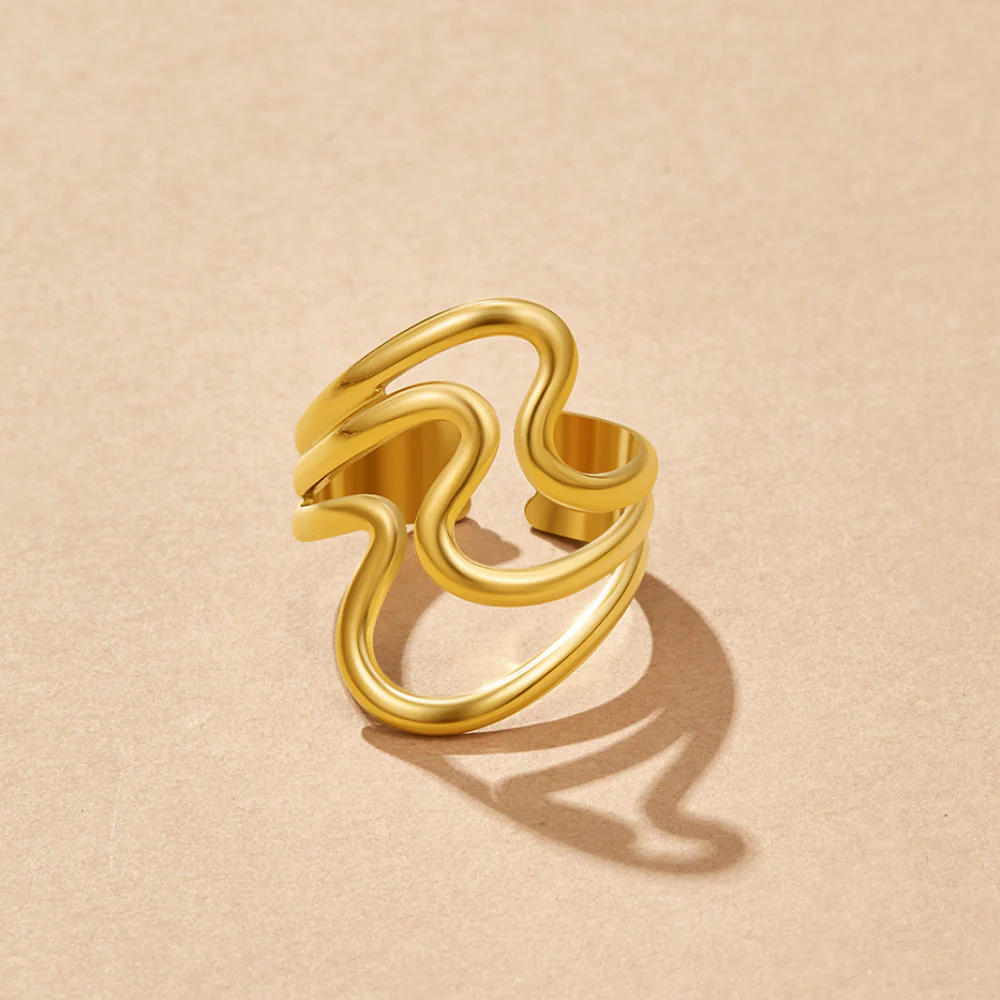 Wellen-Statement-Ring in Gold - Image 3