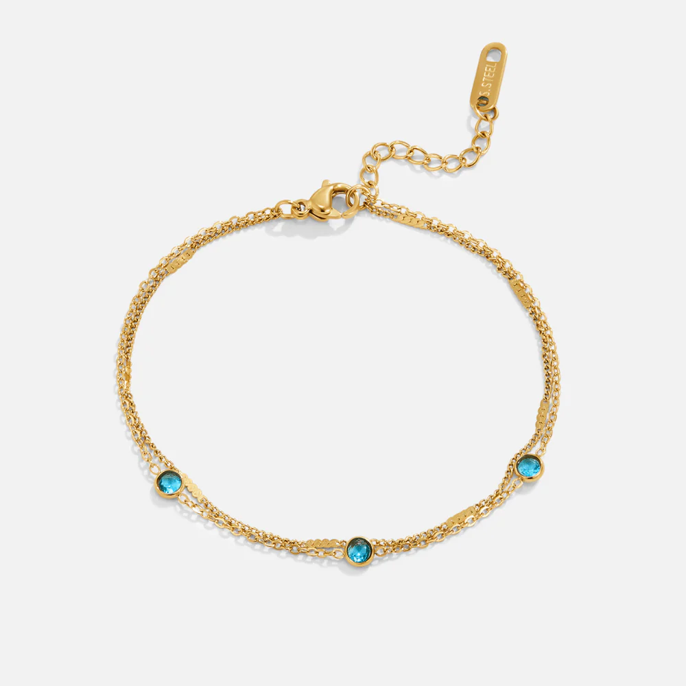 Blaues Athena Kristallarmband im Layer-Look - Image 4