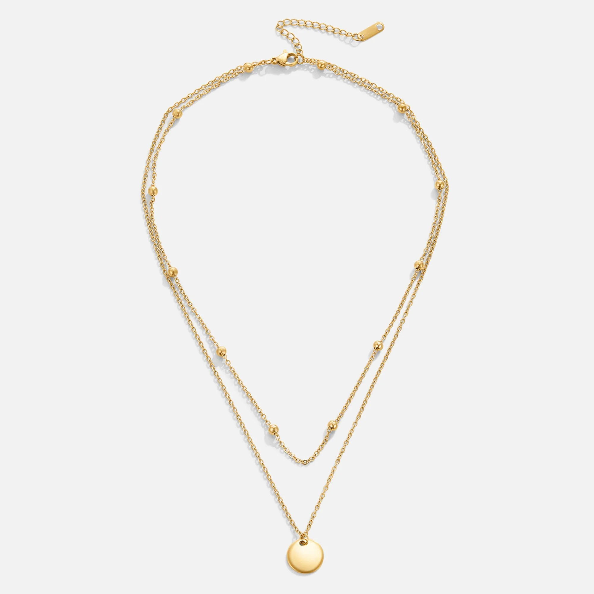 Silberne Doppelkette mit Disc-Anhänger - Image 4