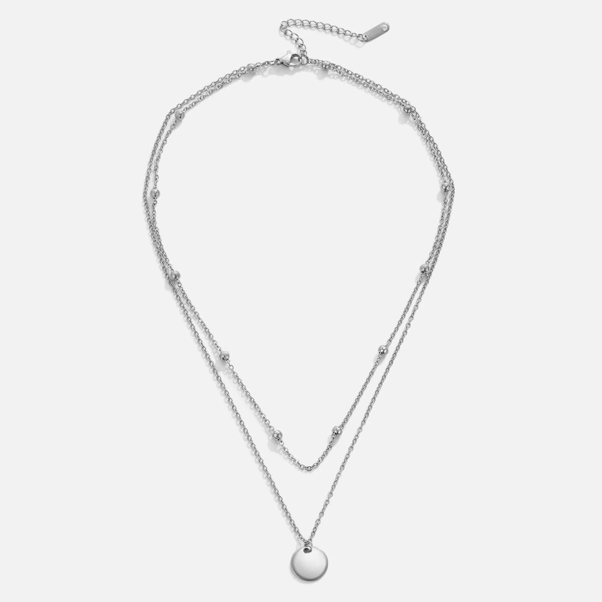 Silberne Doppelkette mit Disc-Anhänger - Image 4