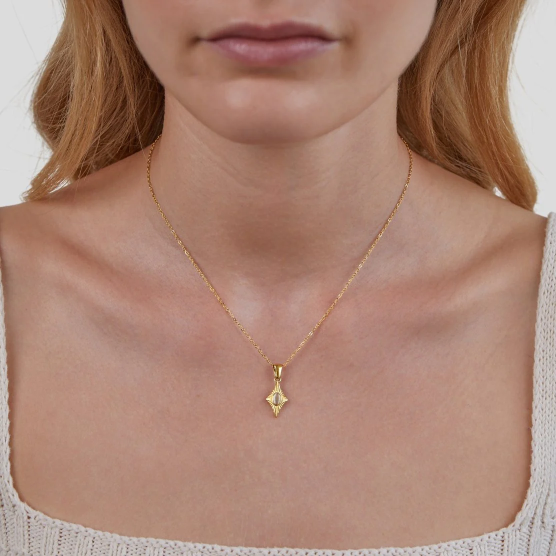 Goldkette mit weißem Opal „Luna“ - Image 2