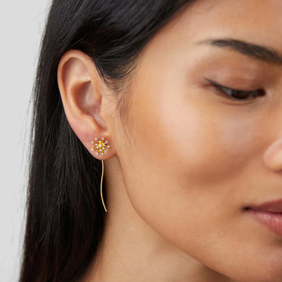 18K Goldohrringe mit Pusteblume „Make a Wish“  - Image 2