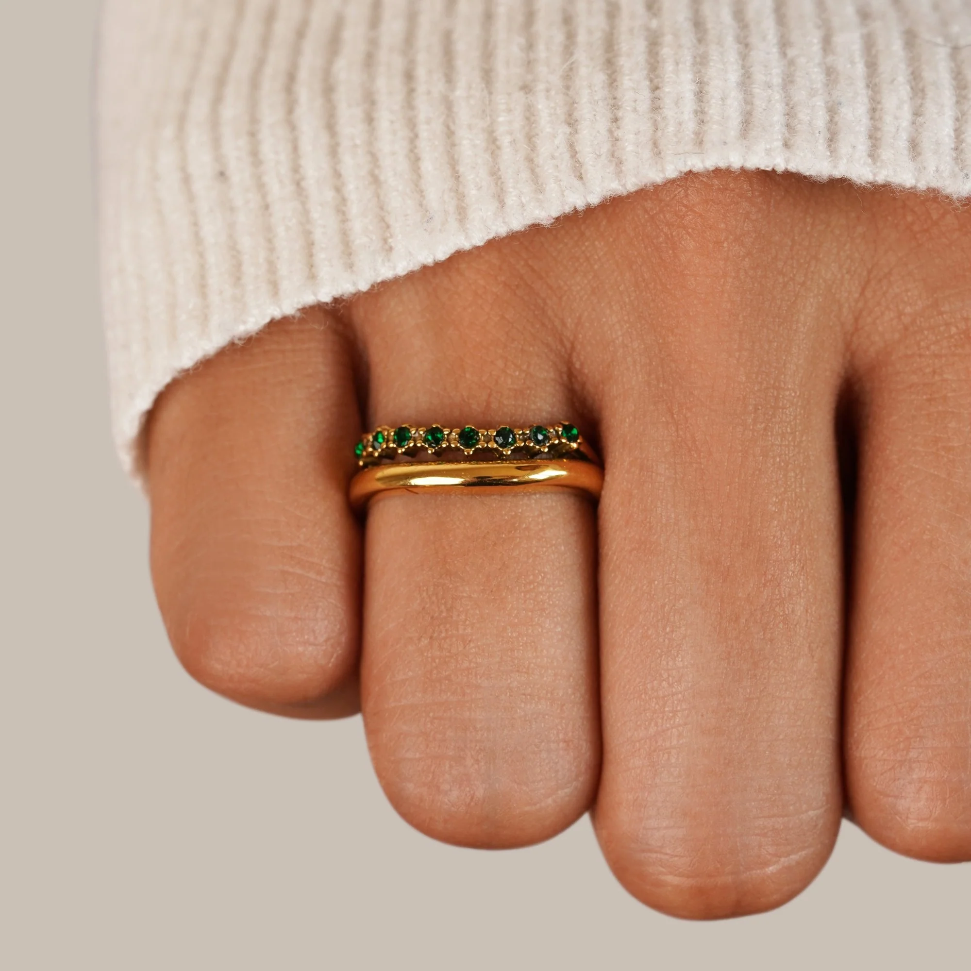 Stapelring Smaragdgrün und Gold „Marissa“ - Image 2