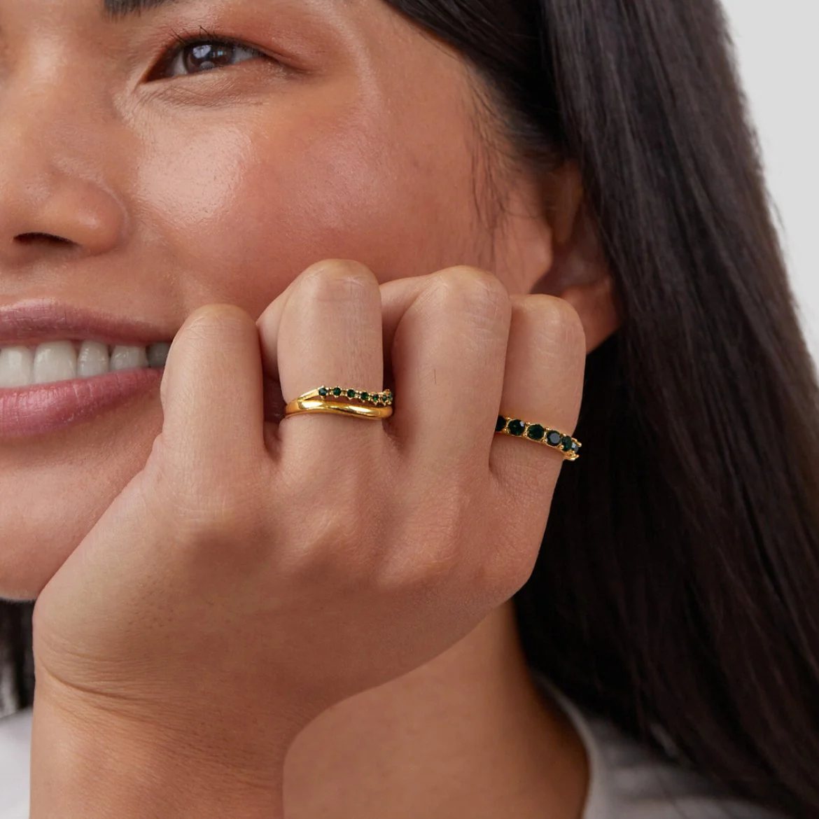 Stapelring Smaragdgrün und Gold „Marissa“ - Image 4