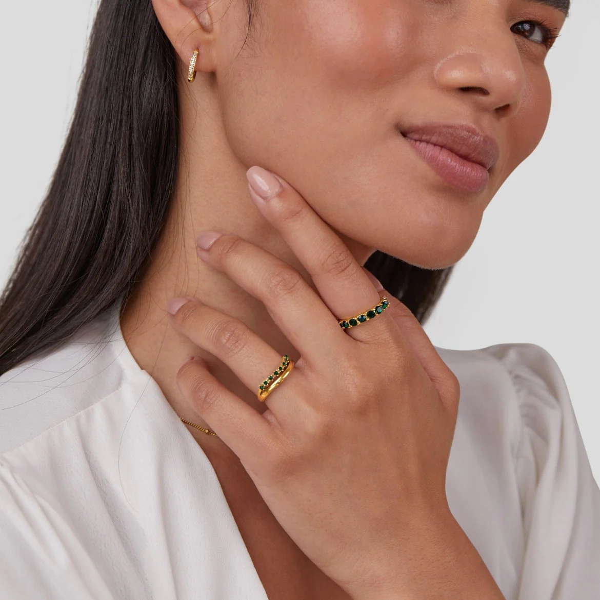 Stapelring Smaragdgrün und Gold „Marissa“ - Image 6