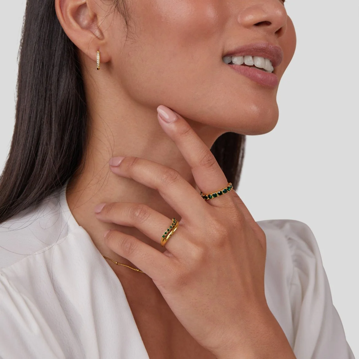 Stapelring Smaragdgrün und Gold „Marissa“ - Image 8