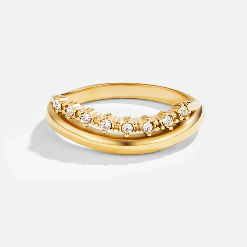 Stapelring Gold mit weißen Kristallen „Marissa“ - Image 3
