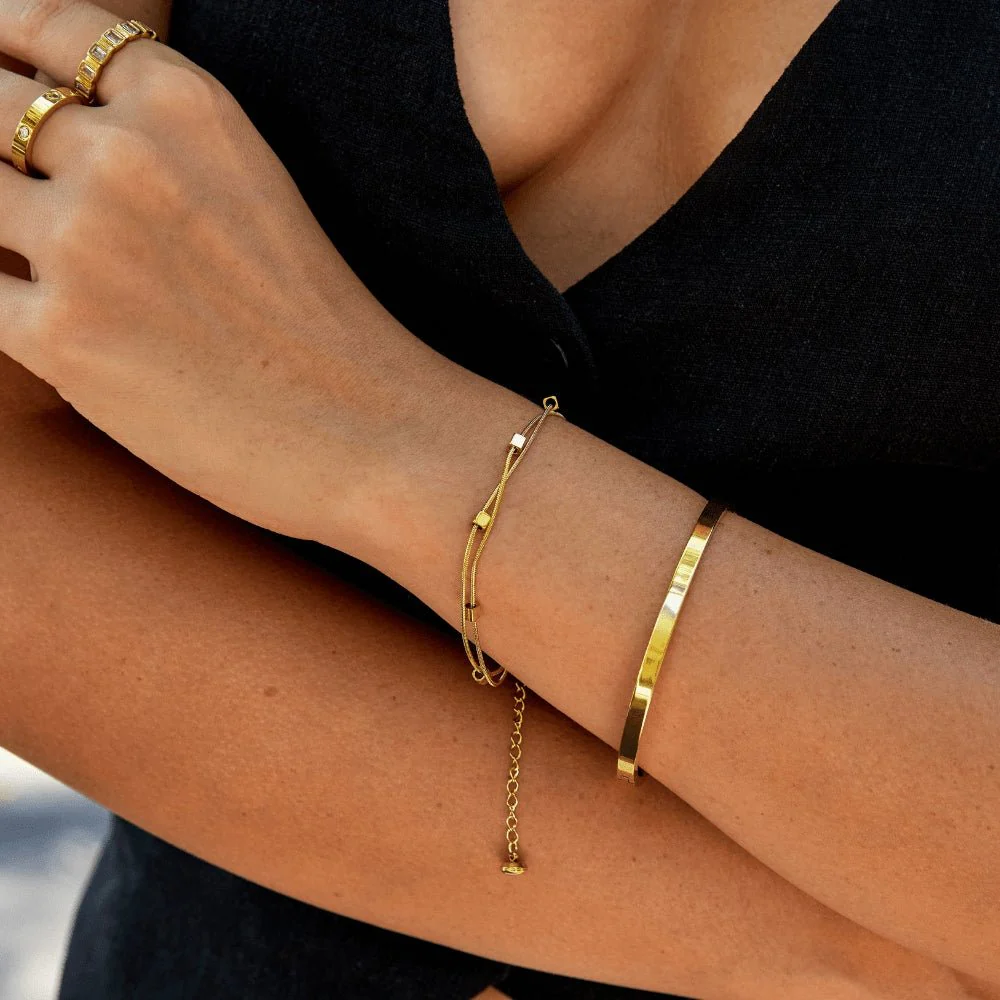 Mehrreihiges Armband mit Goldwürfeln „Mia“  - Image 2