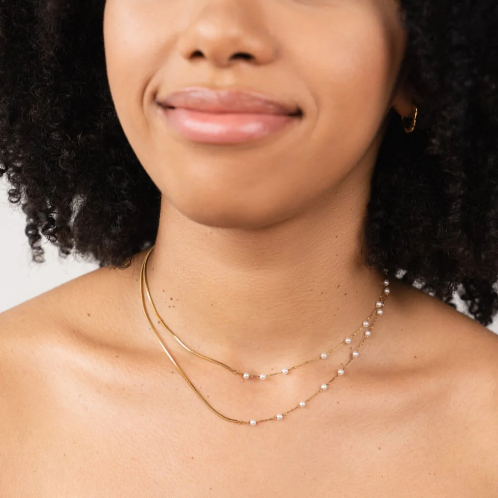 Perlen- & Goldkette lang - Image 3