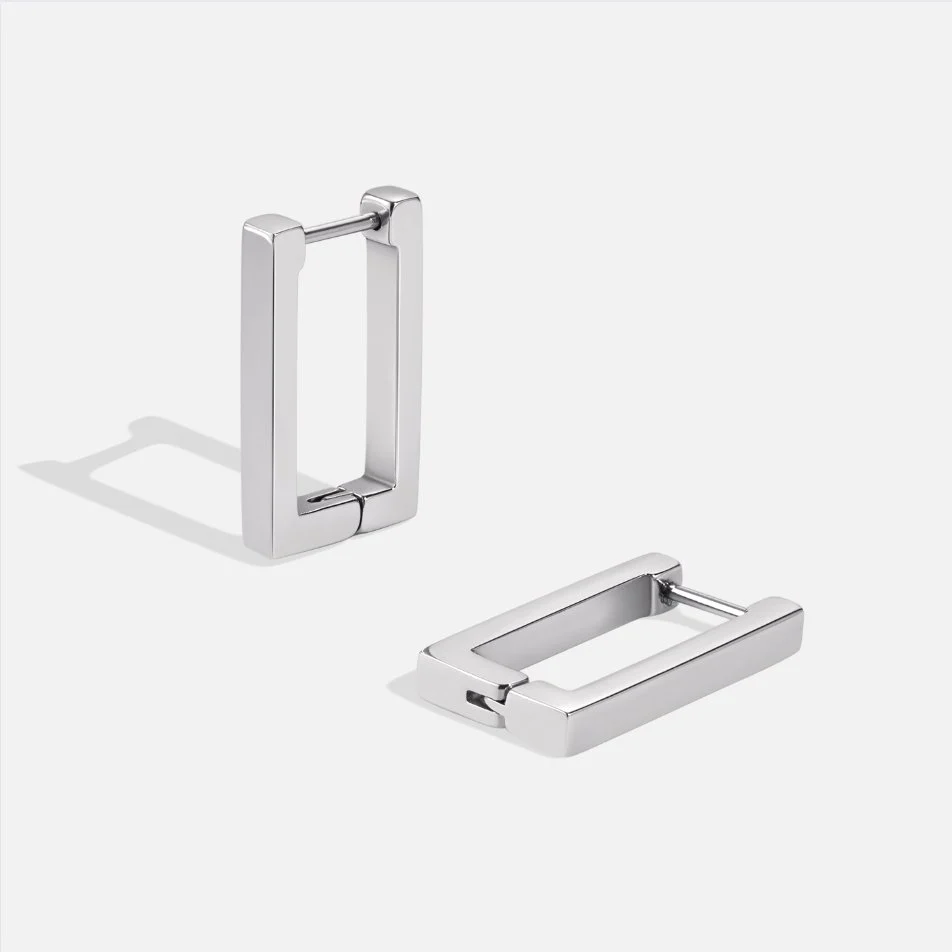 Rechteckige Silber-Creolen