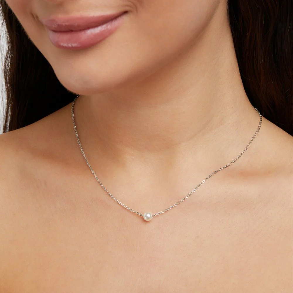 Solitär-Perlenkette Silber - Image 4