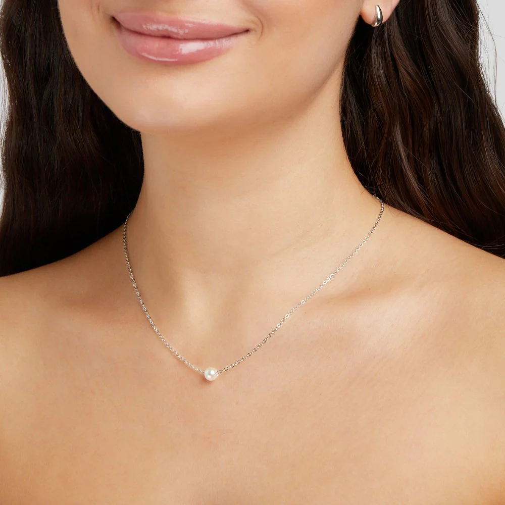 Solitär-Perlenkette Silber - Image 5