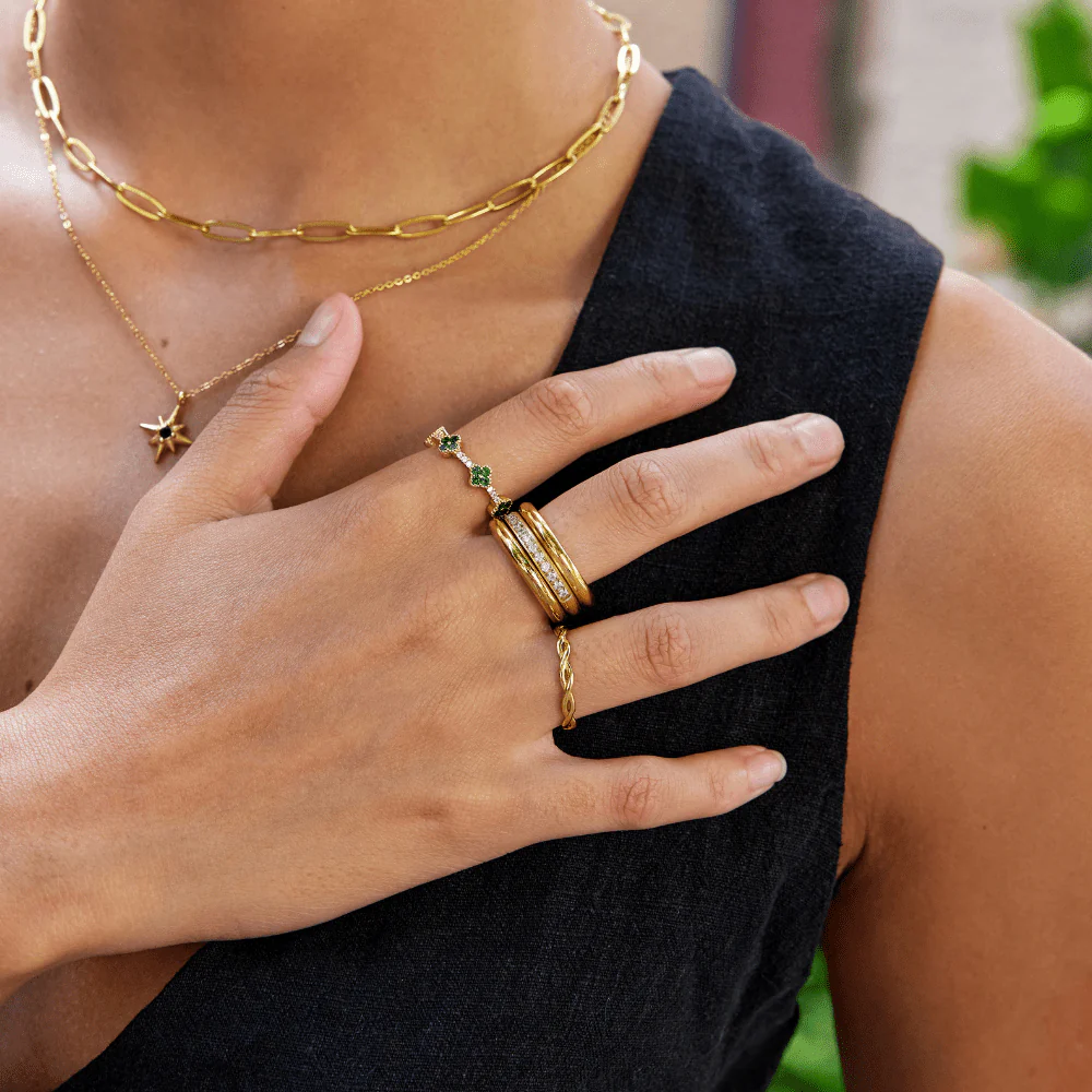 Ring-Set mit Gold und Kristallen „Vana“ - Image 2
