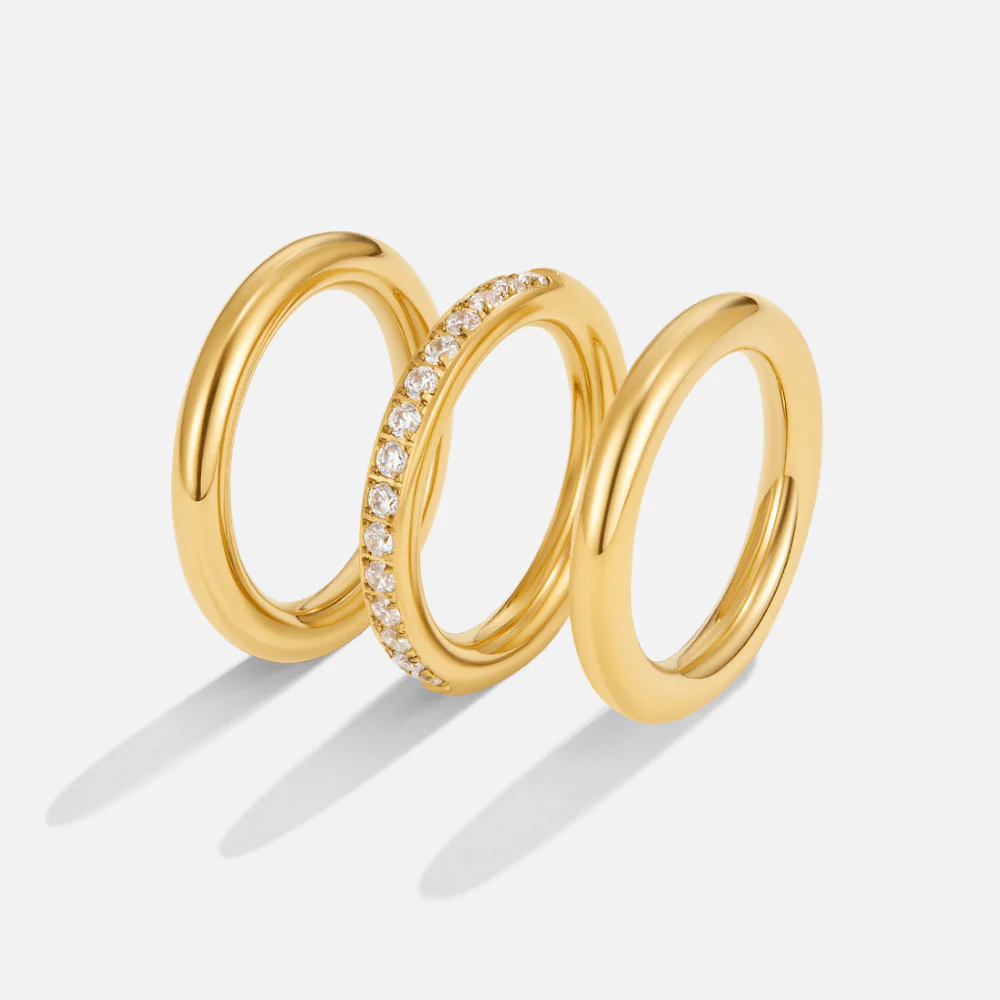 Ring-Set mit Gold und Kristallen „Vana“ - Image 3