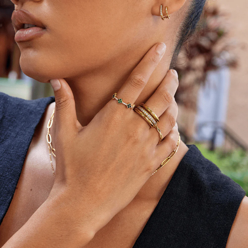 Ring-Set mit Gold und Kristallen „Vana“ - Image 4