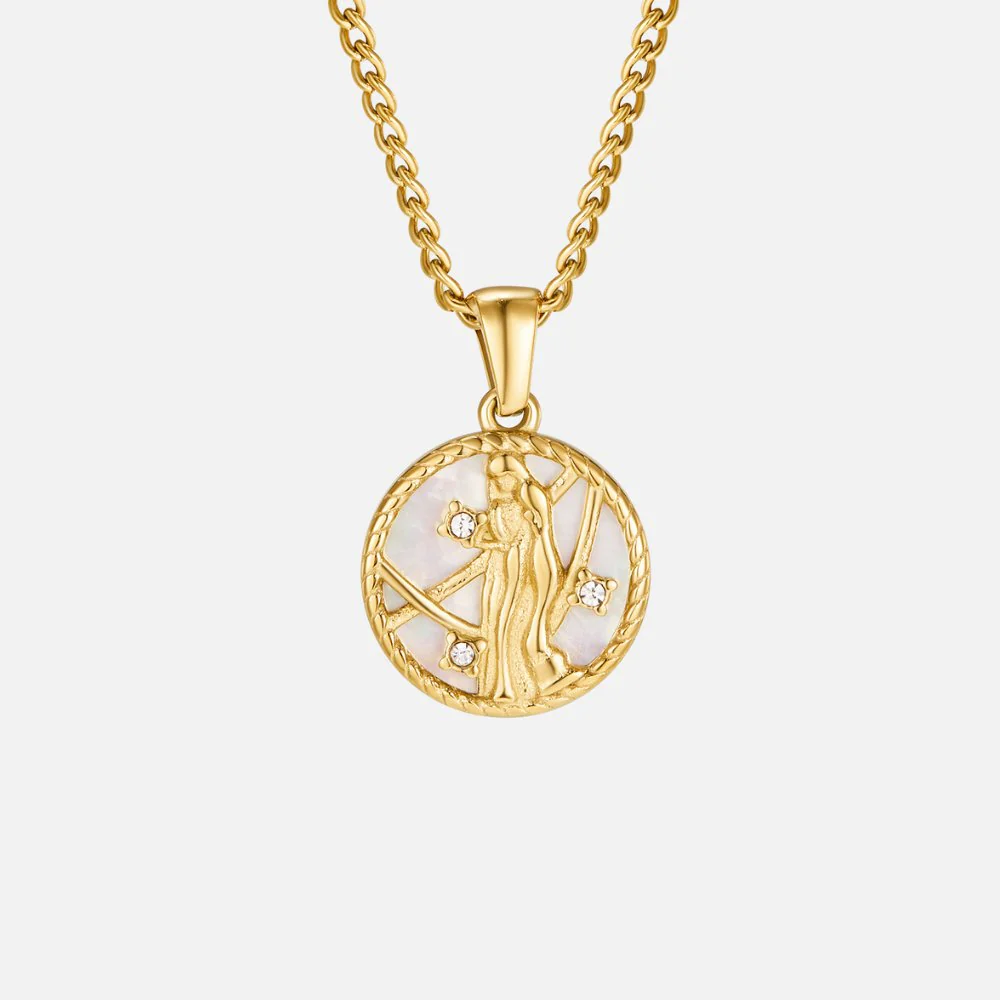 Goldkette mit Sternzeichen-Anhänger weiß - Image 11