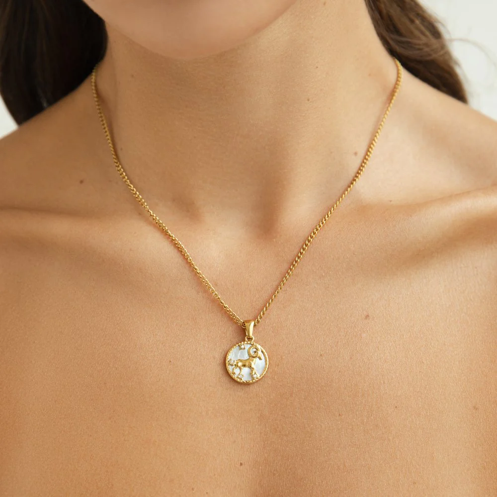 Goldkette mit Sternzeichen-Anhänger weiß - Image 2