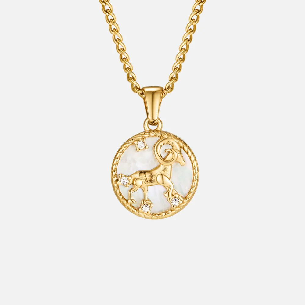 Goldkette mit Sternzeichen-Anhänger weiß - Image 6