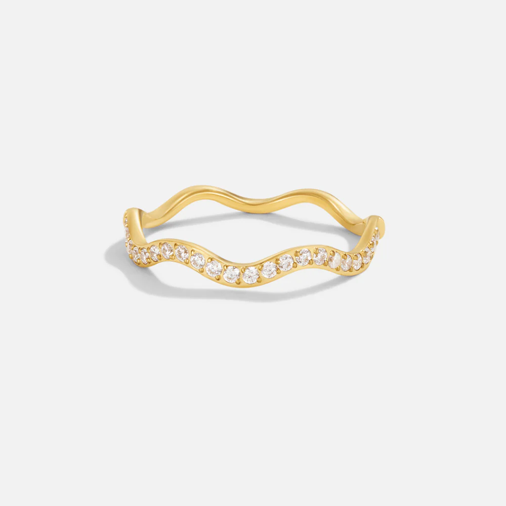 Goldener Wellenring mit Kristallen „Zenya“